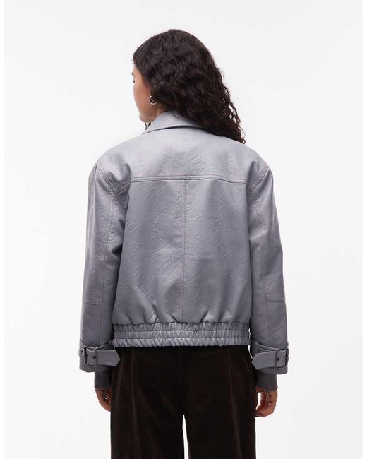 Collusion Gray Collar Detail Hardware Pu Jacket