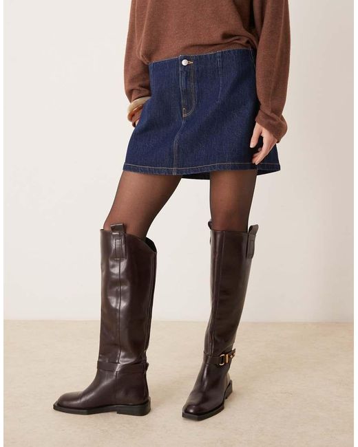 Microgonna Di Jeans Indaco Con Vita Liscia di ASOS in Blue