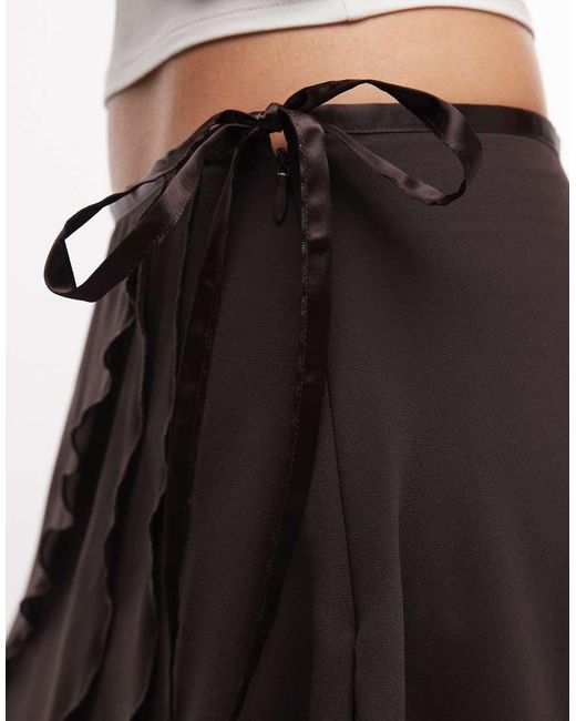 Monki White Chiffon Ruffle Midi Skirt