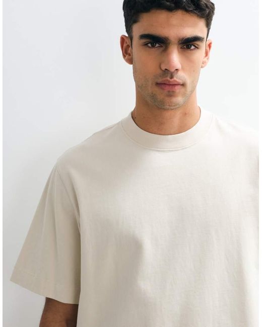 Abercrombie & Fitch White Cropped Premium Heavyweight T-Shirt for men