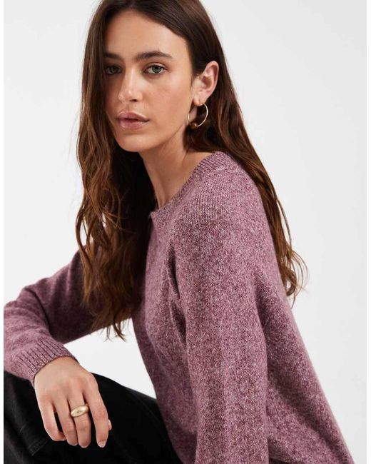 Vero Moda Purple Round Neck Knitted Jumper