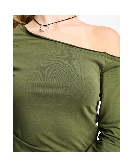 Collusion Green Off The Shoulder Long Sleeve Top
