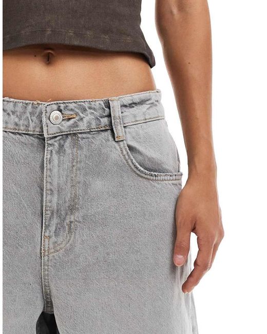Bershka Gray Baggy Denim Jorts