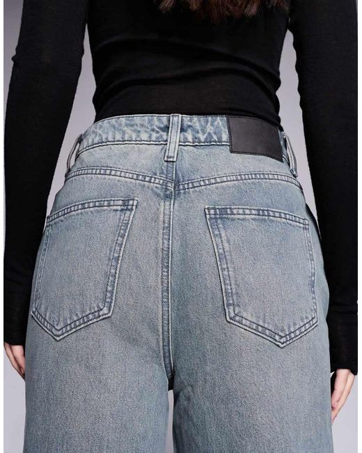 ASOS Blue High Waisted Wide Leg Jeans
