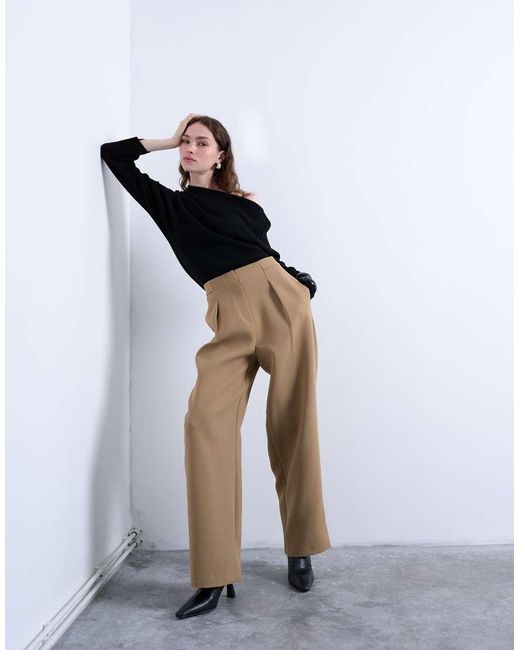 TOPSHOP Natural Slouchy Clean Waist Band Tailored Pants