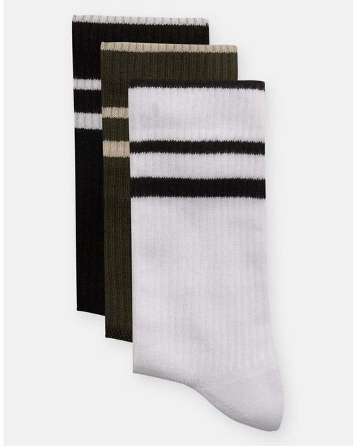 Pull&Bear Black Pack Of 3 Long Socks for men