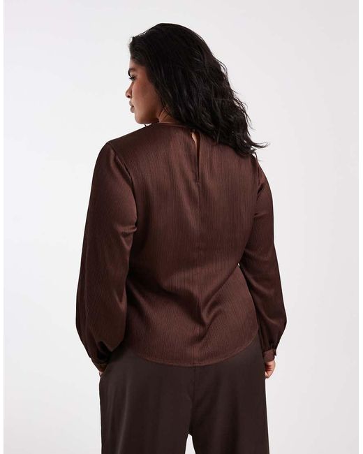 Vero Moda Brown Satin Wrap Front Blouse With Tie