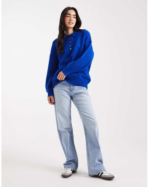 ASOS Blue Knitted Compact Rugby Shirt