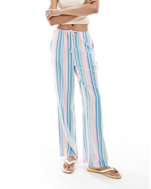 Vero Moda Blue Easy Tie Waist Wide Leg Trousers