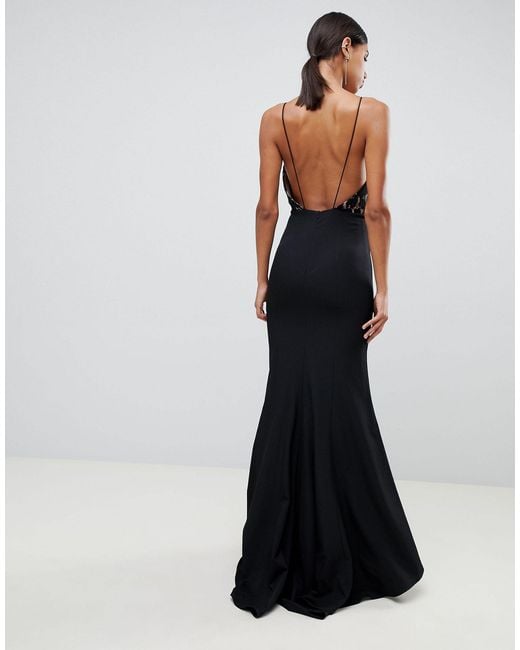jarlo high neck fishtail maxi dress