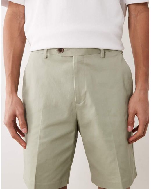 ASOS Natural Tailored Cotton Rich Regular Chino Shorts for men