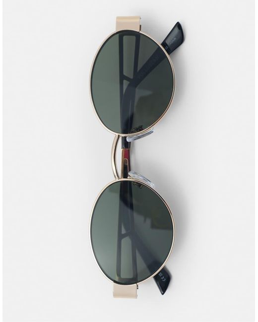 Pull&Bear Green Metallic Oval Sunglasses
