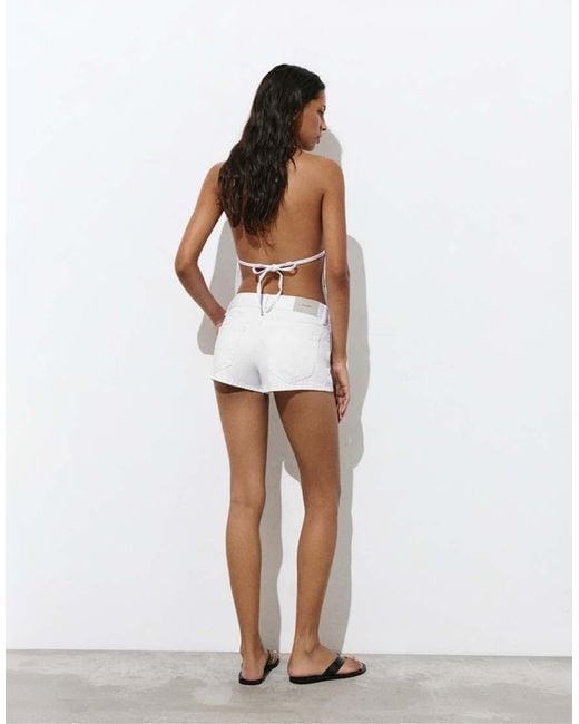Pull&Bear White Low-rise Denim Shorts
