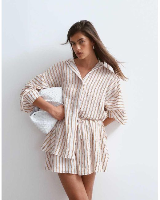 ARRANGE Brown Oversized Shirt Co-ord