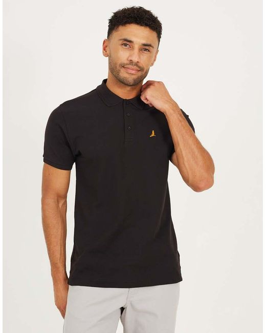 Brave Soul Black Cotton Short Sleeve Polo Shirt for men