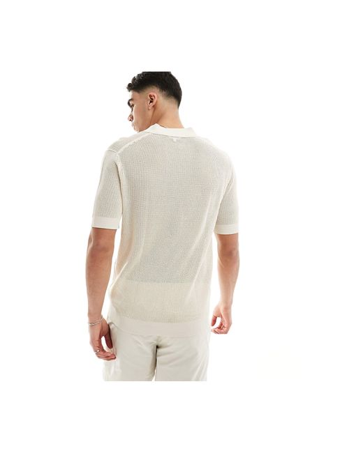 Lifestyle - polo traforata beige di Calvin Klein in White da Uomo