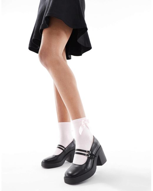 SEQWL Black Audi Strappy Platform Mary Janes