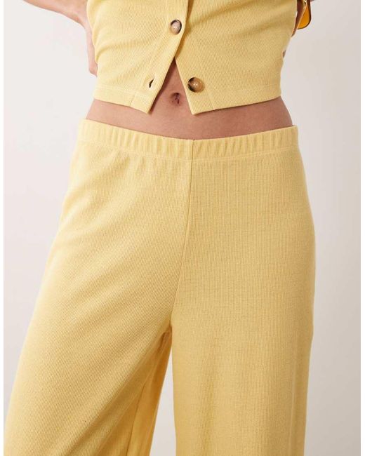 Miss Selfridge Natural Wide Leg Soft Rib Trouser Co-ord