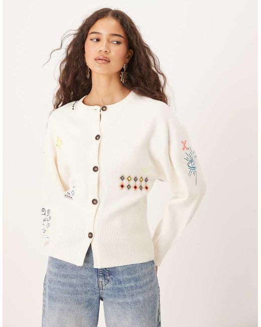 Never Fully Dressed Natural Neon Embroidered Cardigan