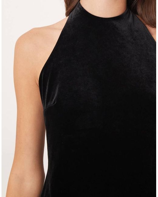 Nobody's Child Black Halter Neck Velvet Mini Dress