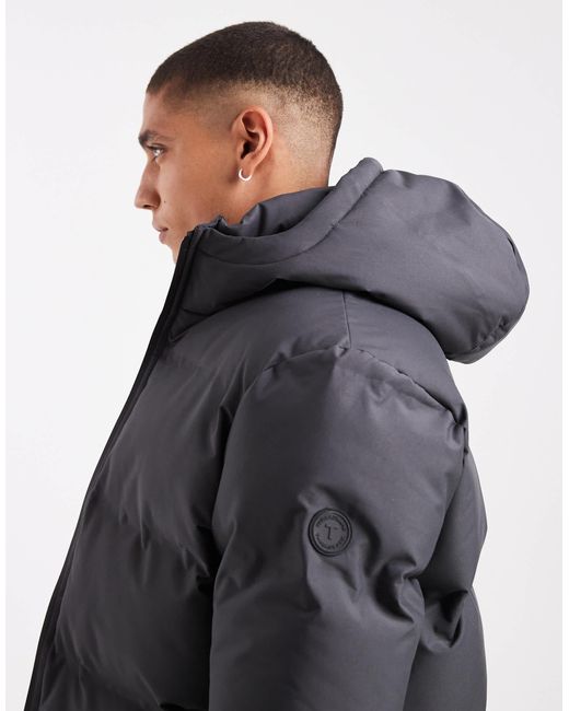 Threadbare Gray Puffer Jacket With Hood for men