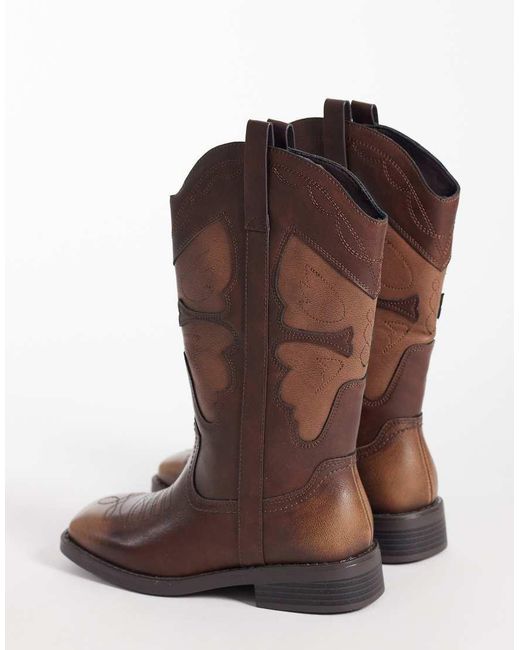 Glamorous Brown Square Toe Cowboy Knee Boots