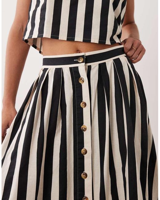 Nobody's Child Brown Cotton Blend High Rise Button Through Midaxi Skirt Co-ord