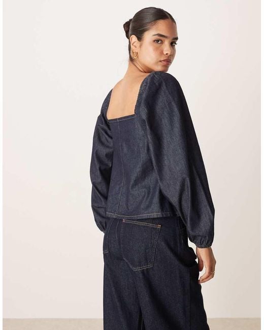 ASOS Blue Denim Long Sleeve Swing Top