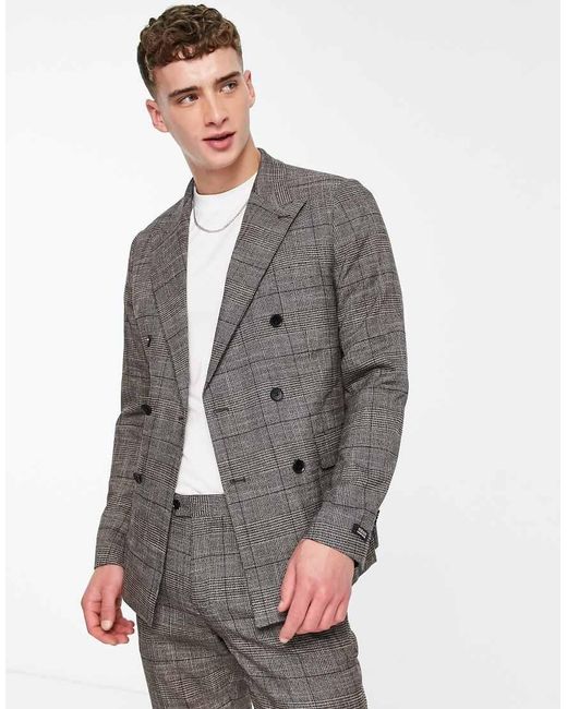 Gianni Feraud Gray Slim Double Breasted Suit Jacket for men