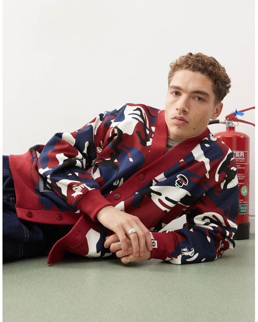 Aape By A Bathing Ape Red Aape By A Bathing Ape Universe Cardigan for men