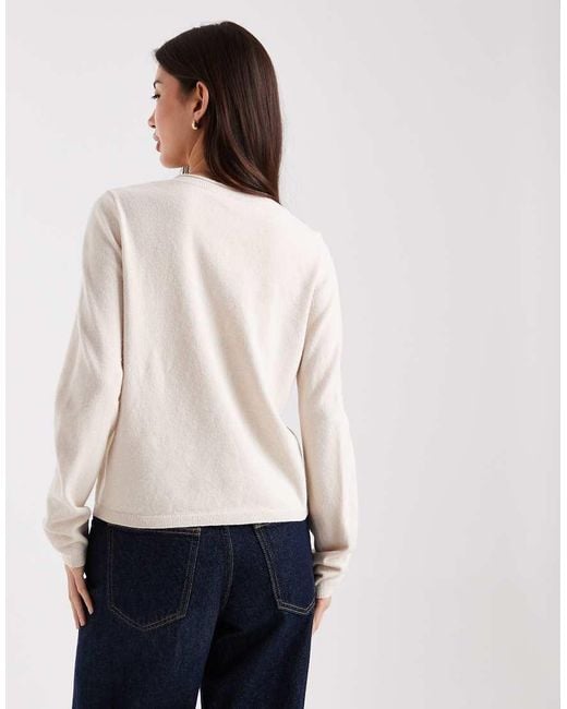 ONLY White V-neck Knitted Top