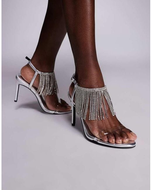 ASOS Brown Noelle Embellished Fringe High Heeled Sandals