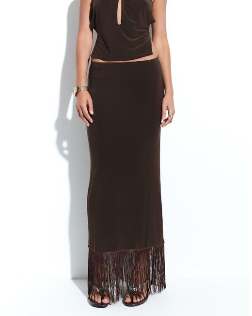 ASOS Brown Co-ord Fringed Maxi Skirt