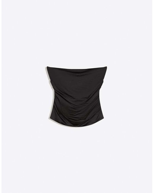 Bershka Blue Ruched Bandeau Top