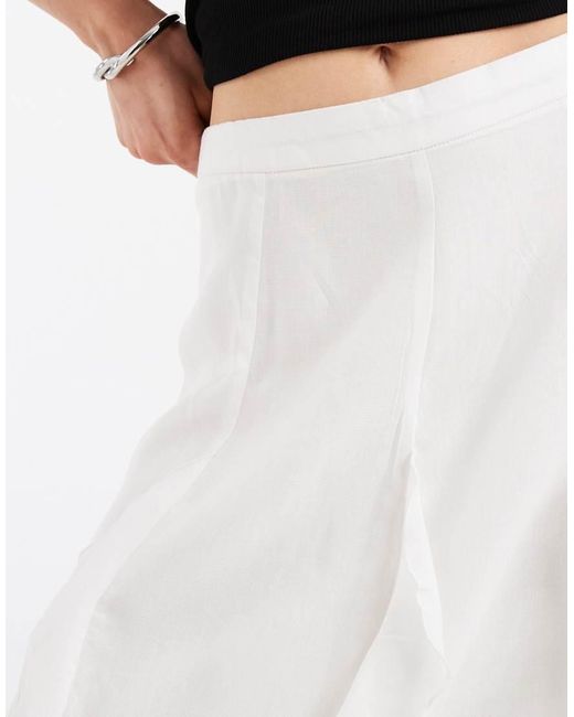 Aware White High Waist Boho Maxi Skirt With Ruffle Detail