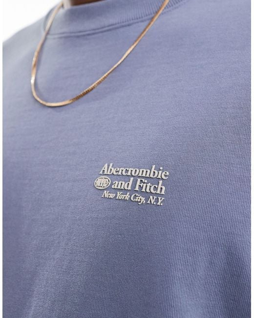 Abercrombie & Fitch Blue Small Scale Polished Logo Oversized Heavyweight T-shirt for men