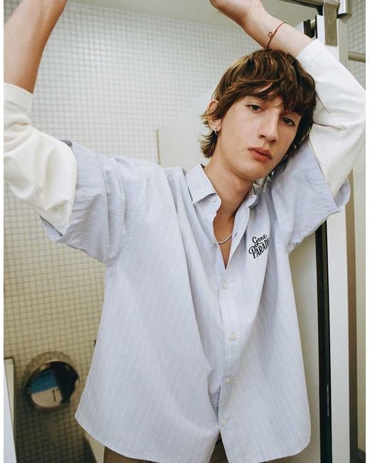 Pull&Bear White Double Sleeve Graphic Shirt for men