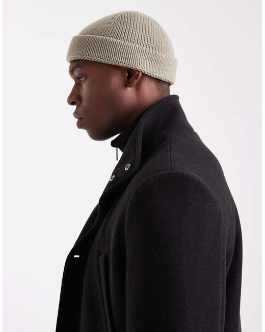 Threadbare Black High Neck Button Down Windbreaker With Hood for men