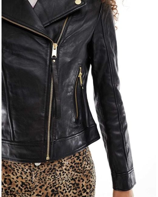 Barney's Originals Black Real Leather Biker Jacket