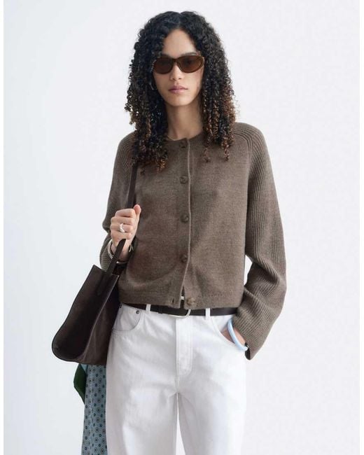 & Other Stories Brown Cotton And Wool Blend Cardigan