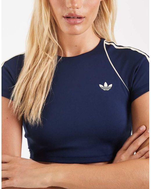 Adidas Originals Blue Adidas Originals Sport Superstar Crop Top