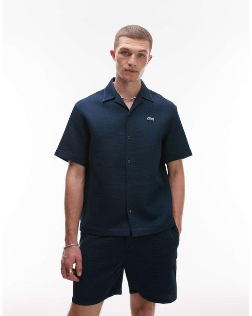 Lacoste Blue Co-Ord Short Sleeve Revere Collared Shirt for men