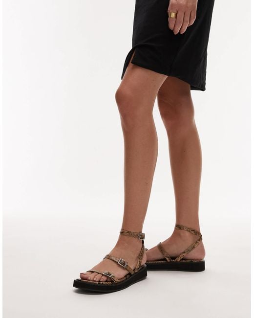 TOPSHOP Brown Jake Buckle Sandals
