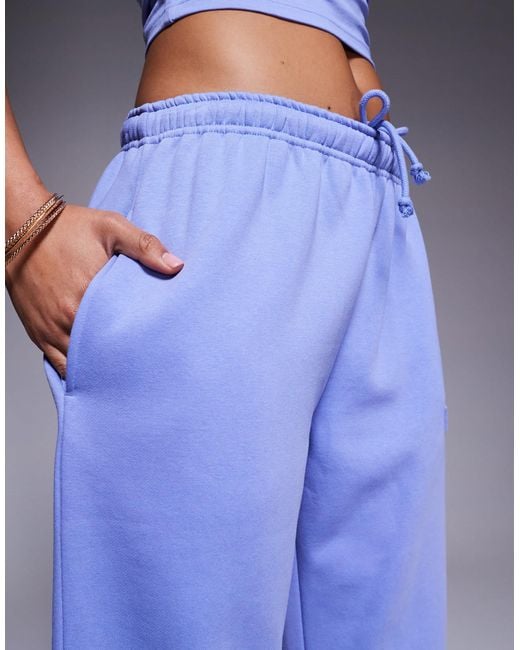 Kaiia Blue Embossed Wide Leg jogger Co-ord