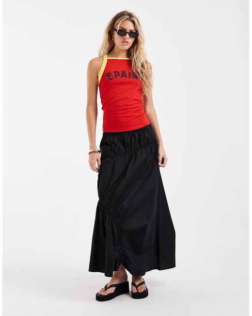 ASOS Red Thick Binding Tank Top With Spain Soccer Graphic