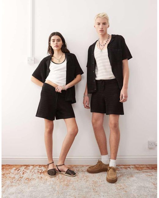 Camisa Negra De Punto Para Festivales De (Parte De Un Conjunto)-Sin Color Reclaimed (vintage) de color Black