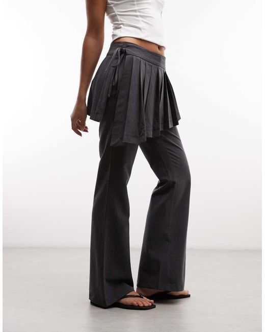 Daisy Street White Low Rise Flare Trousers With Skirt Overlay
