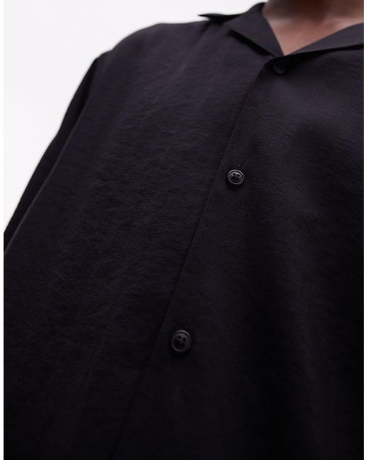 Camicia a maniche corte vestibilità comoda nera di Topman in Blue da Uomo