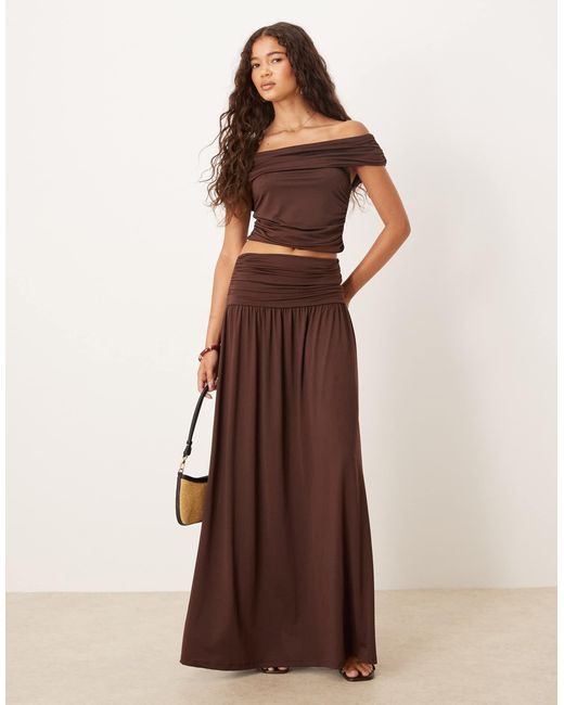 ASOS Brown Mix & Match Ruched Bardot