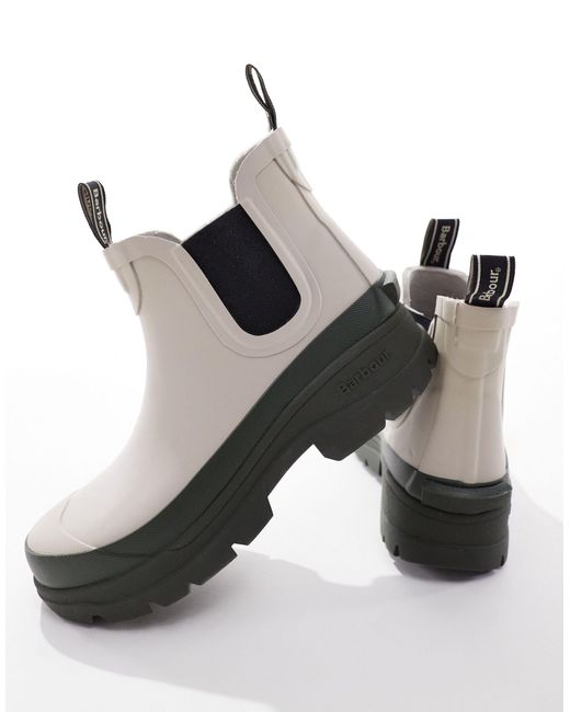 X asos - midhurst - stivali da pioggia color nebbia con suola spessa di Barbour in Natural